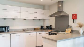 Apartemen Standar, 2 kamar tidur, dapur | Dapur pribadi | Lemari es besar, microwave, oven, dan kompor