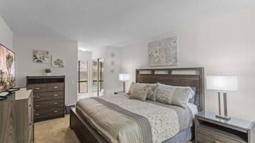 2 bedrooms, desk, iron/ironing board, travel crib