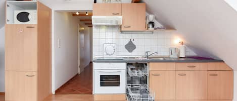 Fridge, microwave, oven, dishwasher