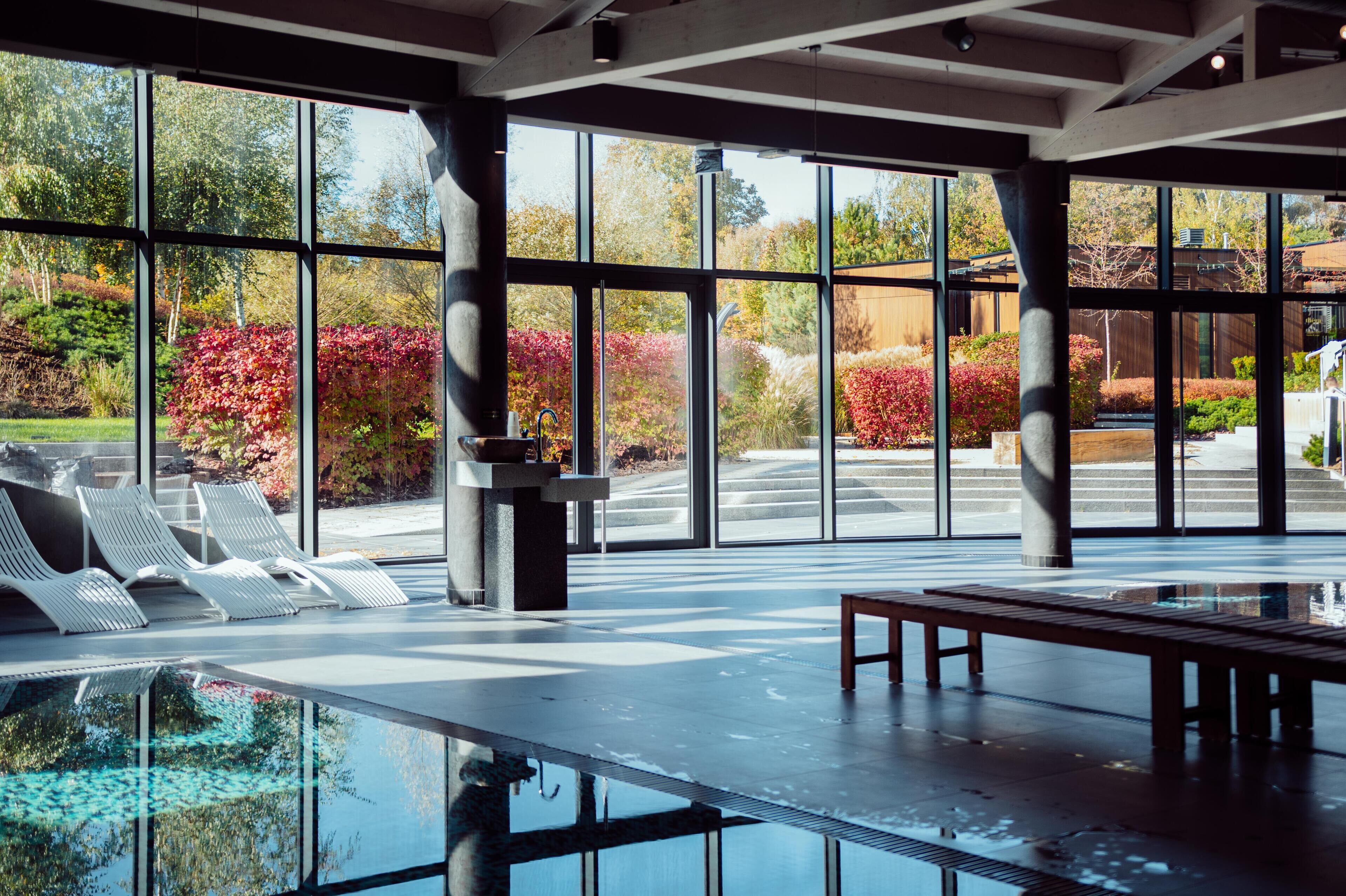 Indoor pool, sun loungers
