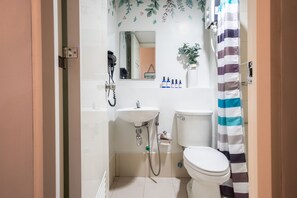 Regadera, secadora de cabello, bidet, toallas 