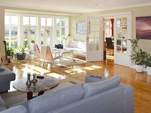 Huis | Woonkamer | Een open haard, een dvd-speler en een mp3-dock