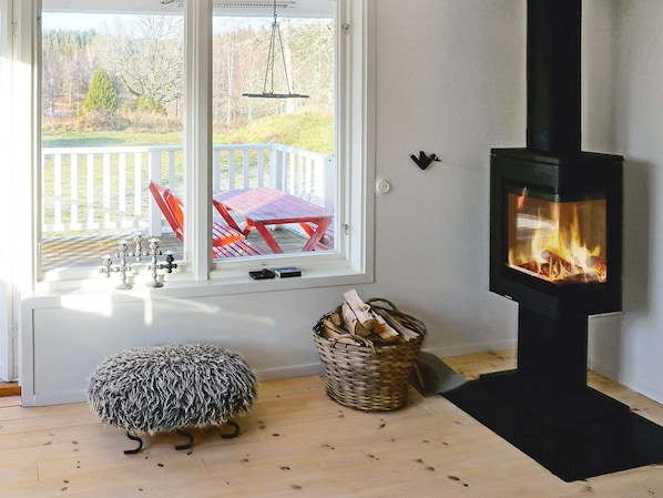 House | Living room | Fireplace - 3 Person Holiday Home in Hok (Hok)