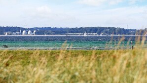 A coastal view with a grassy foreground, a body of water, and sailboats. - Holiday Home in Wendtorf (Wendtorf)