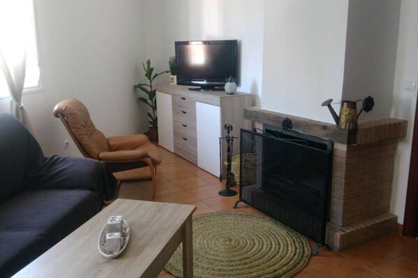 TV, fireplace