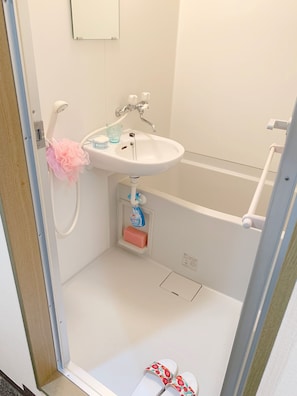 Combined shower/bathtub, free toiletries, hair dryer, towels
