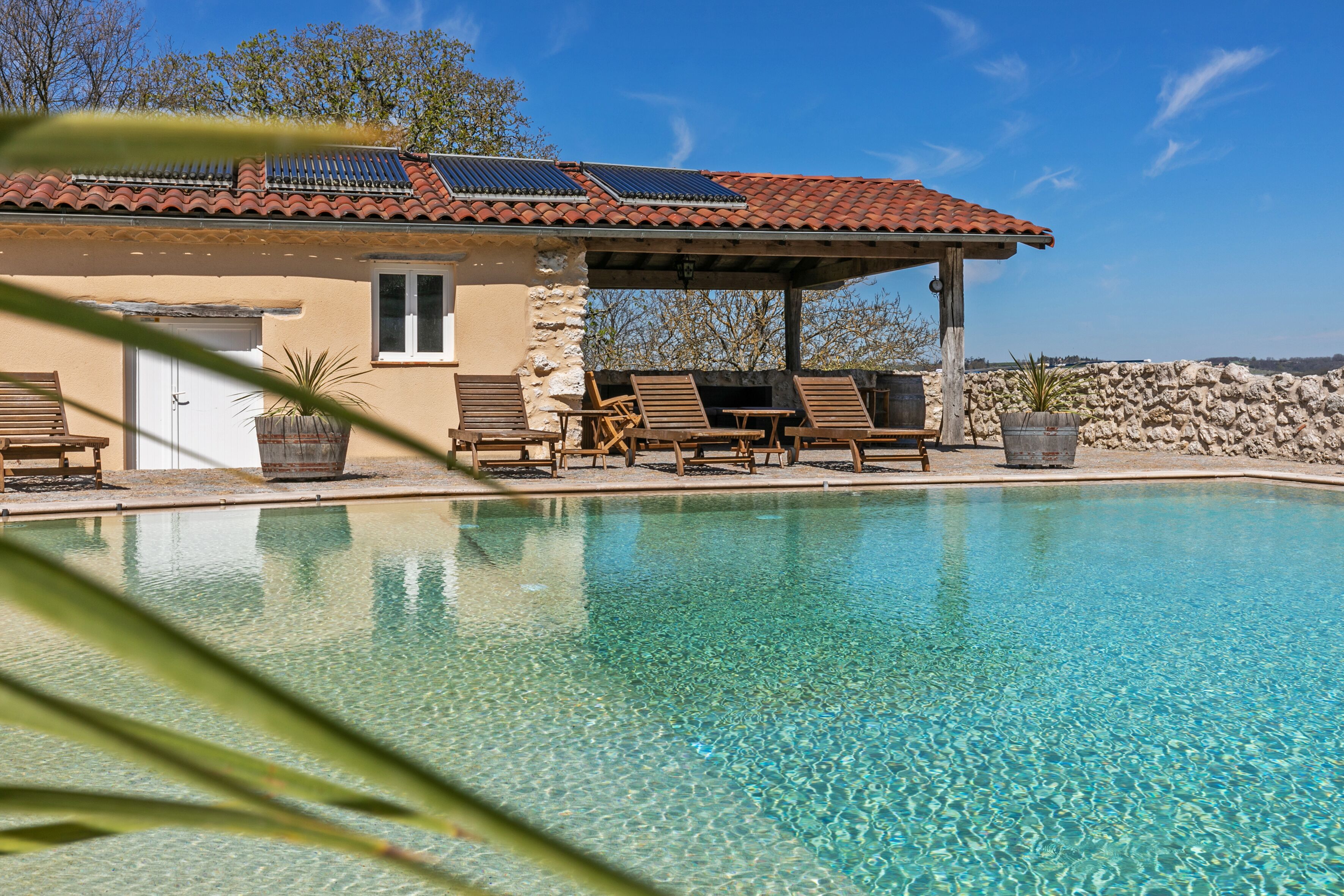 Outdoor pool, pool loungers