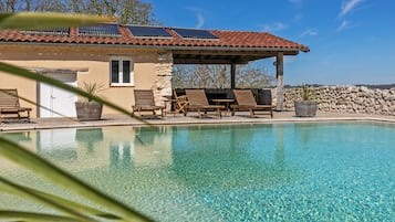 Outdoor pool, pool loungers