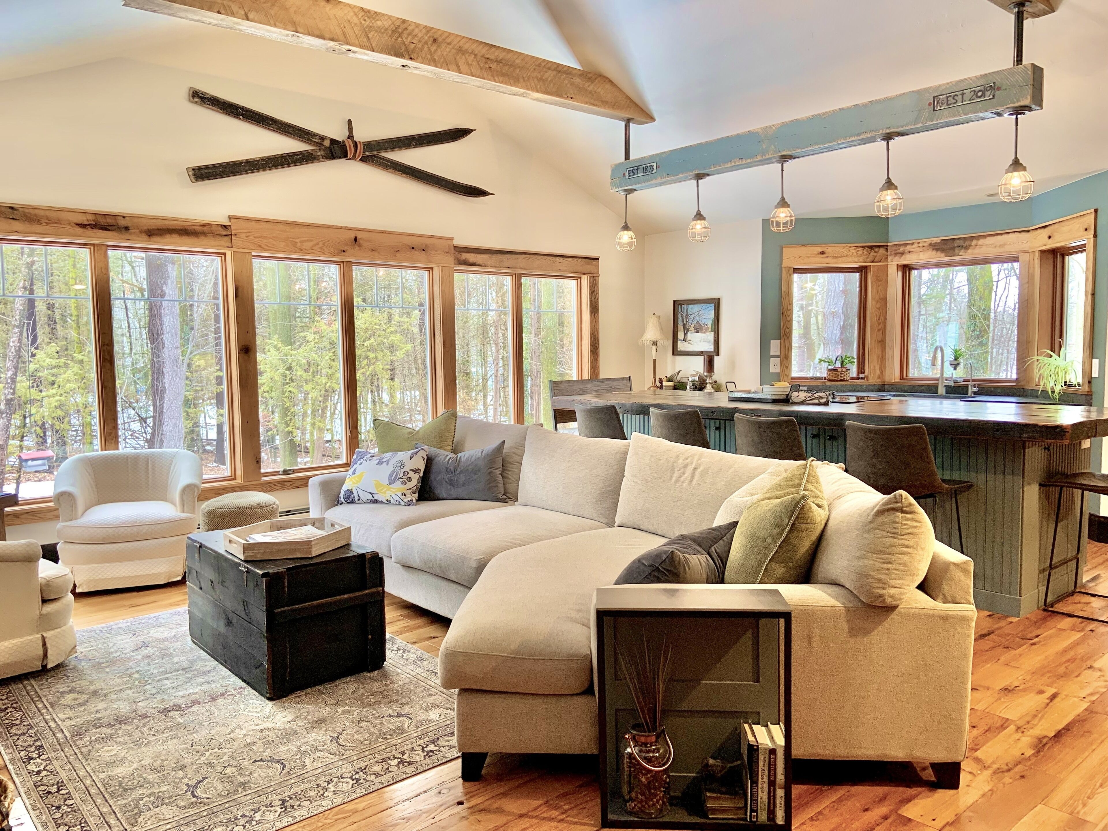 Main living room and kitchen together to hang with family and friends!