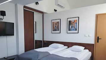 1 bedroom, desk, laptop workspace, iron/ironing board