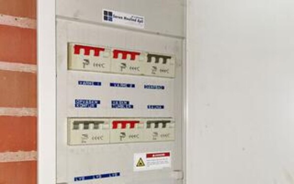 A control panel with multiple buttons and labels, including 'P 1st floor' and 'P 2nd floor' indicators. - 8 Person Holiday Home in Harboore (Harboore)