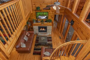 Smart TV, fireplace, video games, DVD player