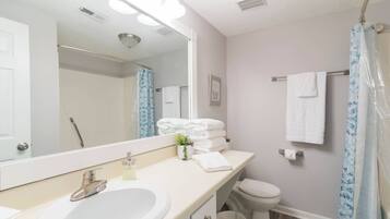 Ensemble douche/baignoire, sĂšche-cheveux, serviettes fournies, savon