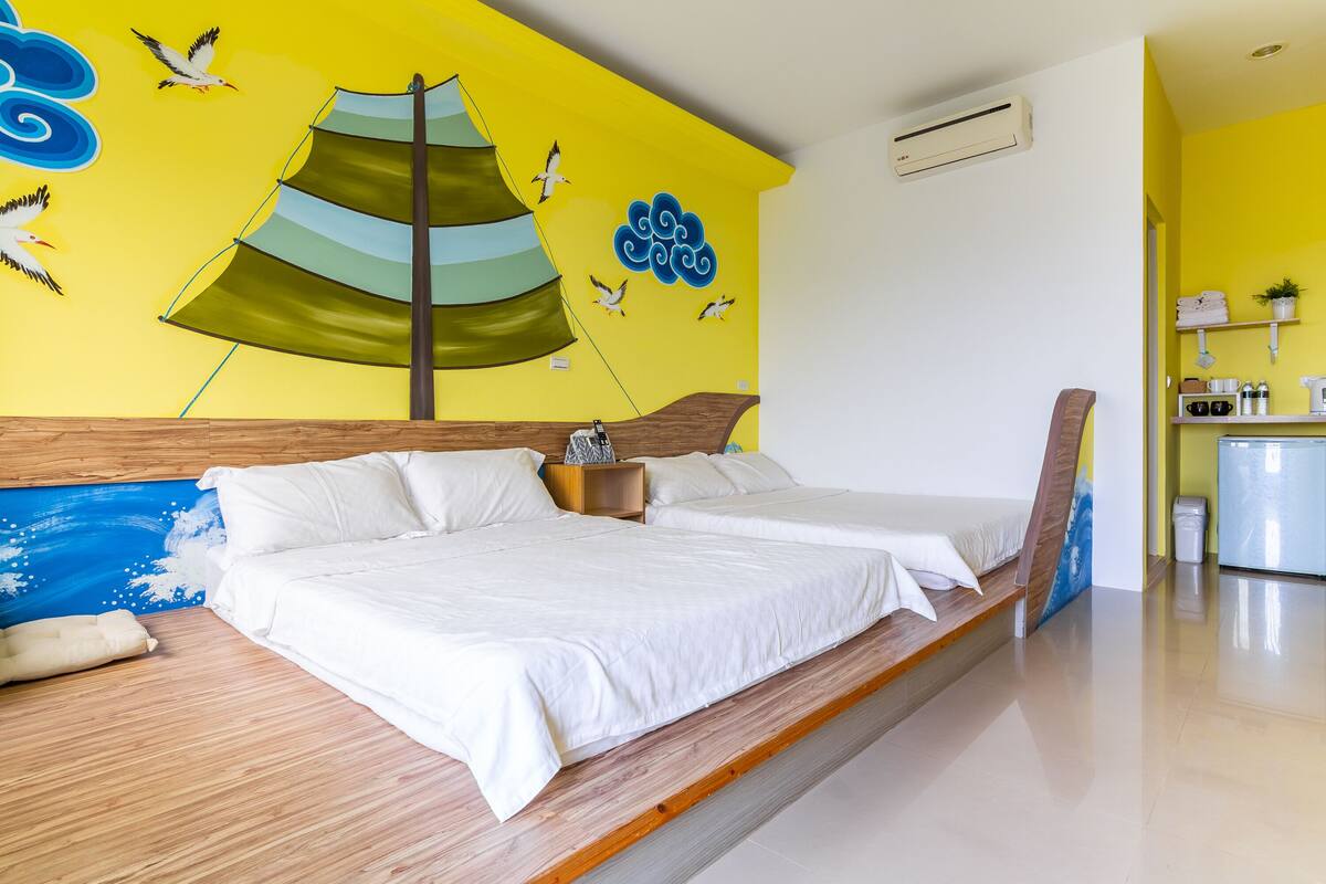 Quadruple Room, Courtyard View | Blackout drapes, WiFi (free), bed sheets