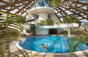 3 indoor pools, 3 outdoor pools, open 10:00 AM to 10:00 PM, sun loungers