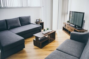 公寓 | 客厅 | 46-英寸纯平电视(配备数码频道)、电视、Netflix