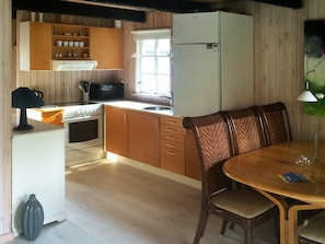 Fridge, microwave, coffee/tea maker, highchair