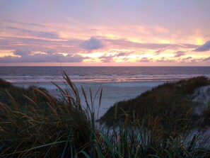 A beach with dunes and the ocean at sunset. - 4 Star Holiday Home in Vejers Strand (Vejers Strand)