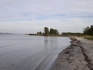 A beach with a sandy shore and a calm body of water. - 2 Person Holiday Home in Solvesborg (Sölvesborg)