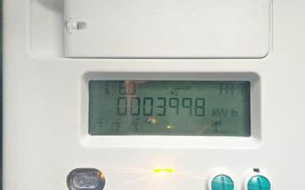A digital display reading '0003998 kWh' on a utility meter. - 8 Person Holiday Home in Ringkobing (Ringkobing)