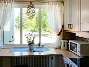 Fridge, microwave, coffee/tea maker