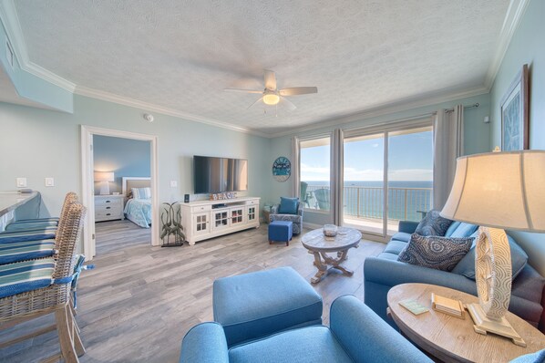 Condo, Multiple Beds, Pool Access | Living area | TV - Treasure Island 1606 (Panama City Beach)