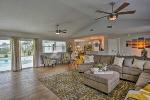 House, Multiple Beds, Private Pool, Pool View | Living room | TV - Water Lovers Paradise (Palm Coast)