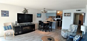 TV, fireplace, DVD player, books