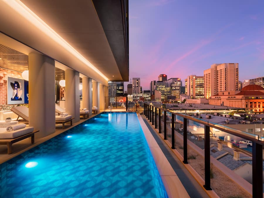 Outdoor pool, pool loungers