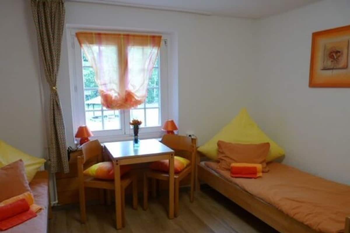 Double Room, 2 Twin Beds, Shared Bathroom (HauptgebƤude, Zimmer Nr. 4) | 1 bedroom, iron/ironing board, free WiFi, bed sheets