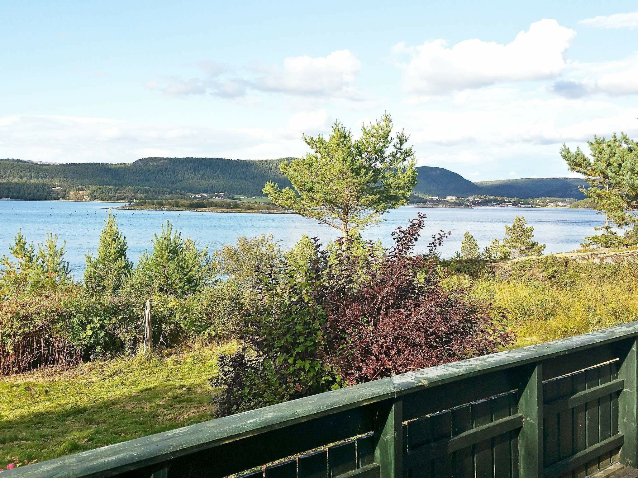 A view of a lake with surrounding greenery and a distant shoreline.