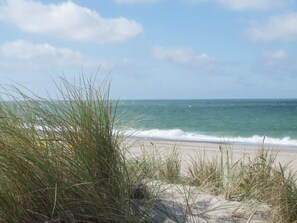 A beach with sand dunes and grass in the foreground, leading to the ocean. - Modish Holiday Home in Jutland near Sea (Harboore)