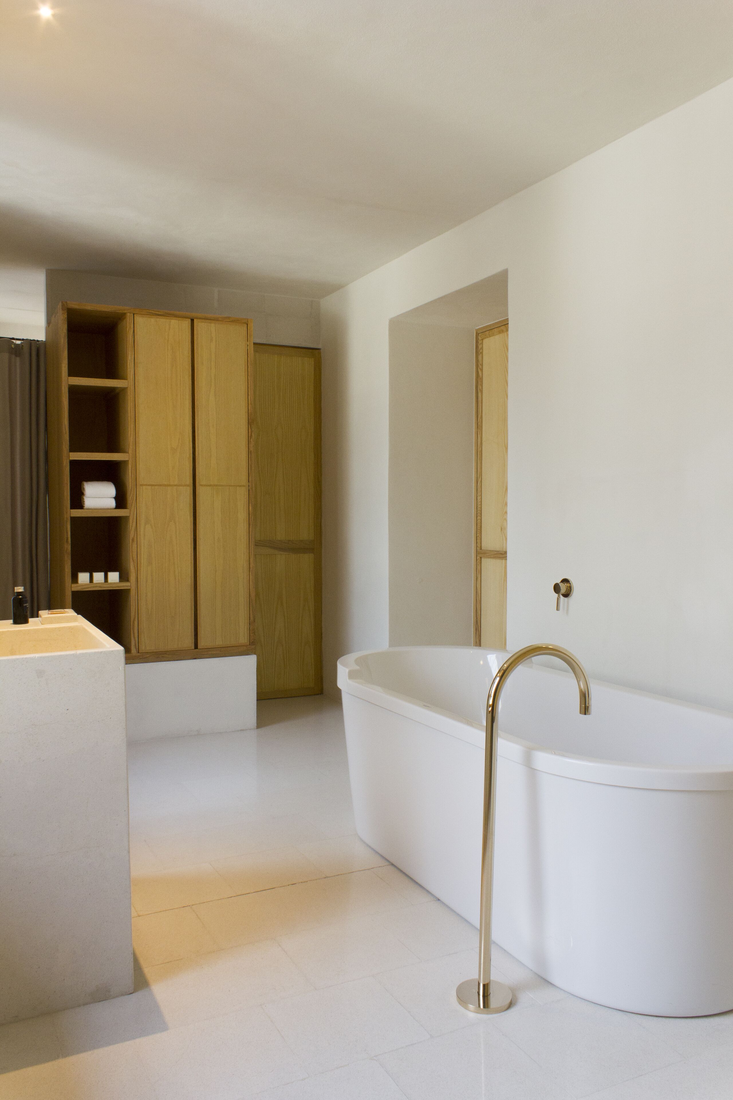 shower, rainfall showerhead, bathrobes, slippers