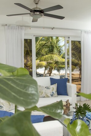 Living area - 0051- Beach front condo in Cristamar Cab (Cabarete)