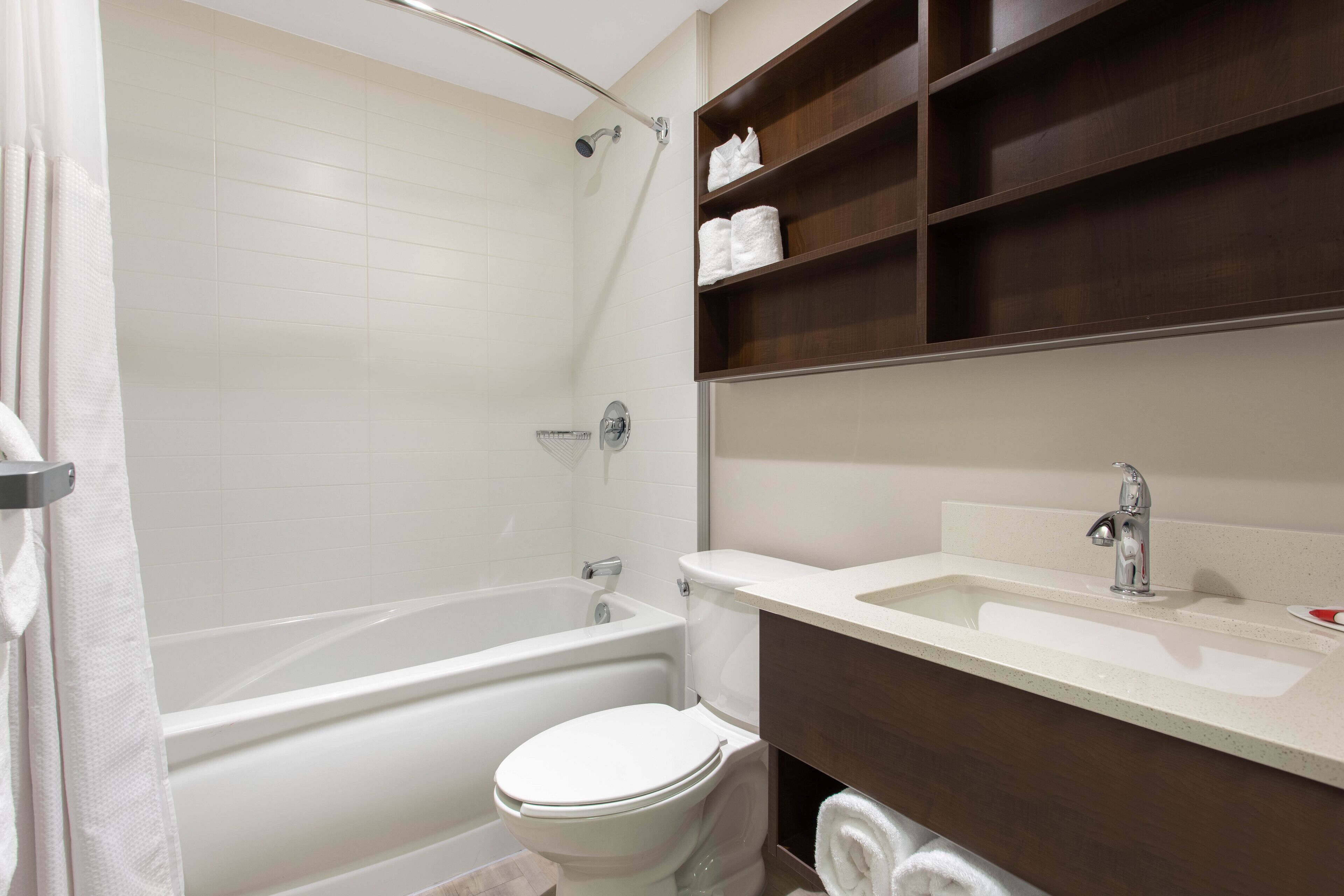 room, 2 queen beds, non smoking (shower/tub combo) | bathroom | hair dryer, towels, soap, shampoo