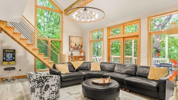 Smart TV, fireplace, video games, table football