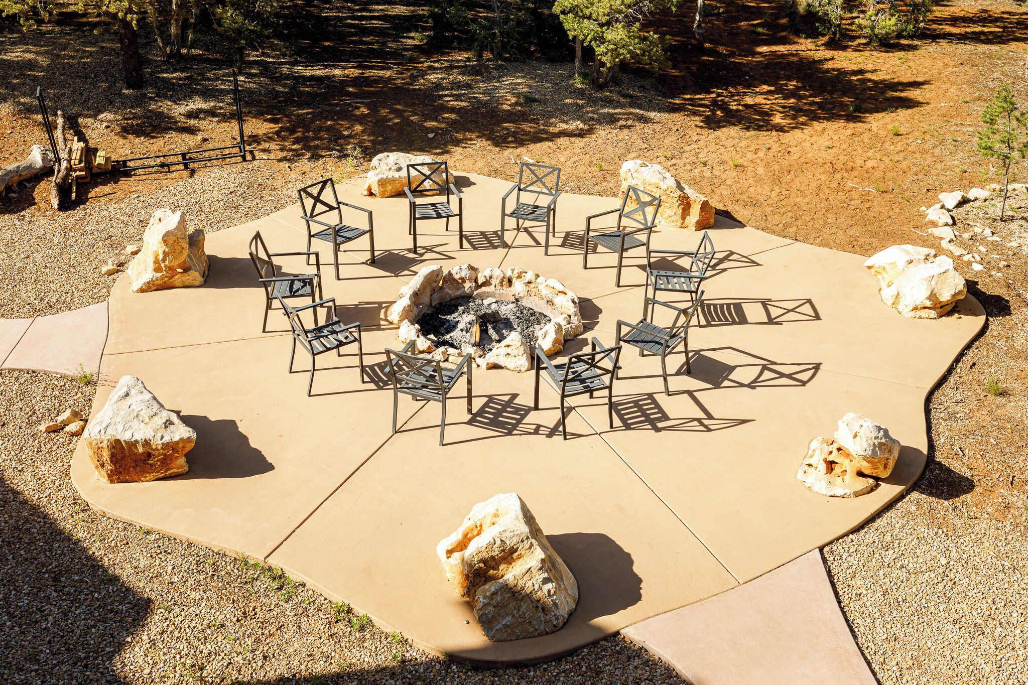 Backyard view fire pit