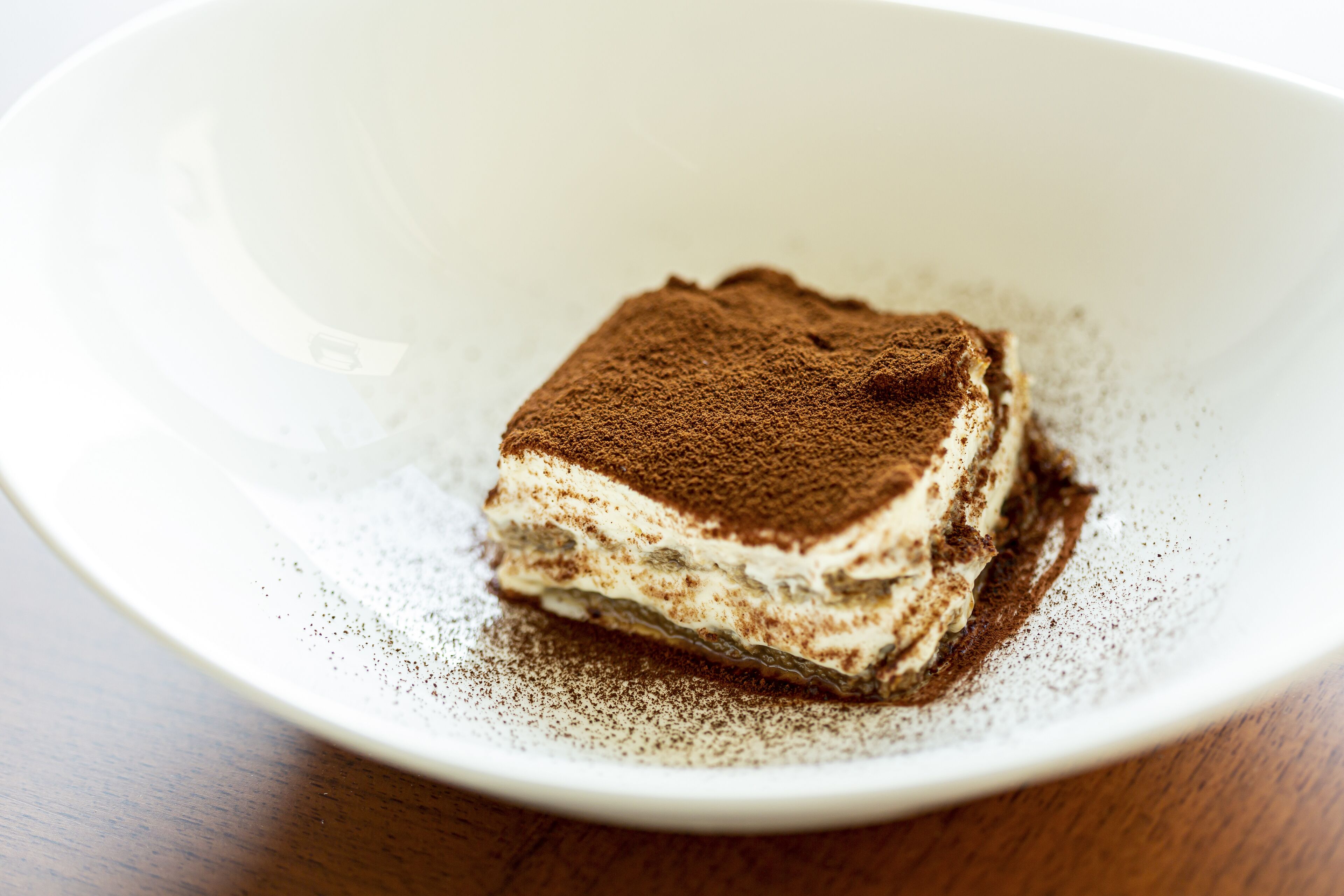 A dessert in a white bowl.