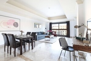 1 bedroom, desk, laptop workspace, iron/ironing board