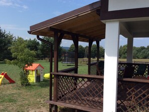 House | Balcony - The Holiday House is Located Near the Forest, 300 m From the Lake, 6 km From sea (Krokowa)