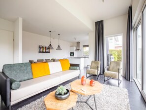 Villa | Living room - Modern Villa with Large Garden by the Water with Hot Tub & Infrared Sauna (Zeewolde)