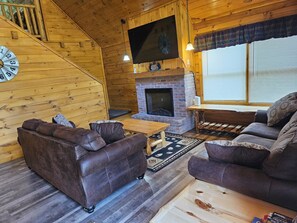 Smart TV, fireplace, video games, foosball