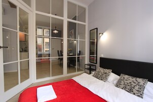 Basic Apartment | Blackout drapes, iron/ironing board, free WiFi, bed sheets