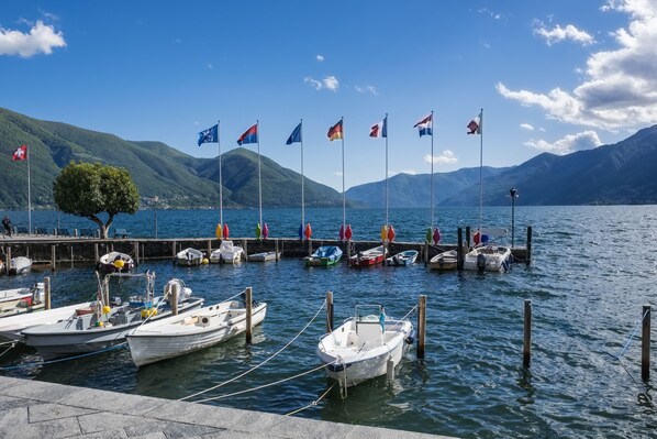 Guests can enjoy serene lakeside views from the dock area.