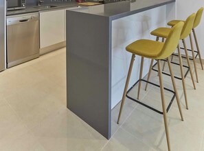 Fridge, microwave, oven, dishwasher