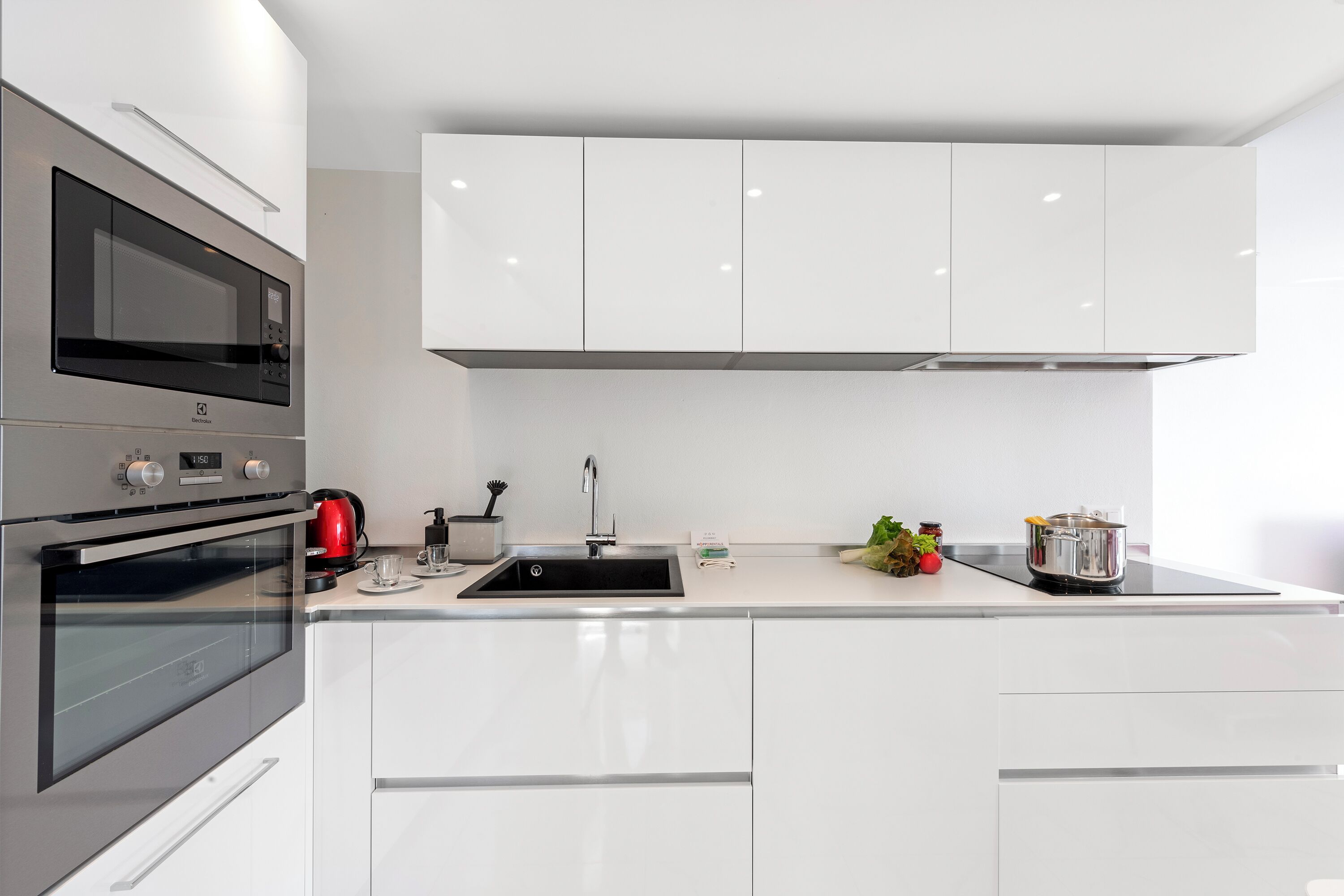 Full-sized fridge, microwave, oven, stovetop