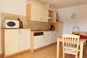 Fridge, microwave, dishwasher