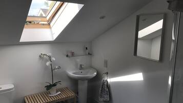 Hair dryer, towels, toilet paper