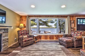 Smart TV, fireplace, DVD player, video library