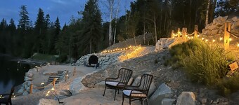 Private Cove River Home with water toys, 200 foot sandy beach and boat dock.